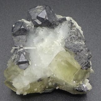 Galène octaédrique et Fluorite jaune, mine de Fontsante, Var.