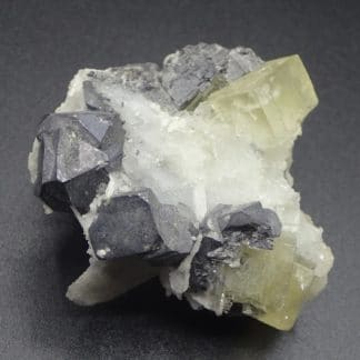 Galène octaédrique et Fluorite jaune, mine de Fontsante, Var.