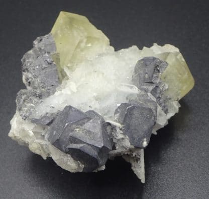Galène octaédrique et Fluorite jaune, mine de Fontsante, Var.