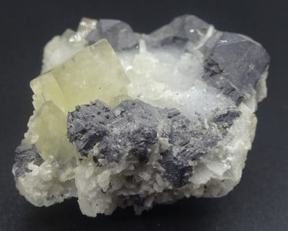 Galène octaédrique et Fluorite jaune, mine de Fontsante, Var.