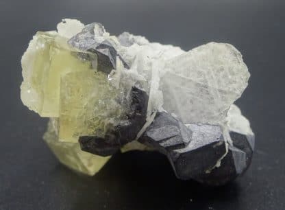 Galène octaédrique et Fluorite jaune, mine de Fontsante, Var.