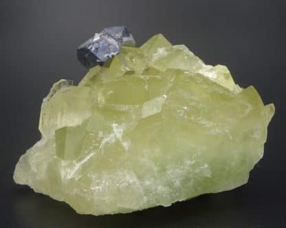 Galène maclée sur fluorite jaune, Fontsante, Var (83).