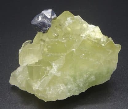 Galène maclée sur fluorite jaune, Fontsante, Var (83).