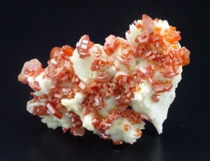 Vanadinite sur baryte, Mibladen, Maroc.