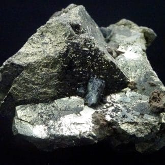 Ludlamite sur pyrite, mine de Salsigne, Aude.