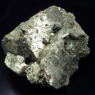 Ludlamite sur pyrite, mine de Salsigne, Aude.