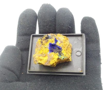 Azurite, mine de Salsigne, Mas Cabardès, Aude.