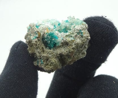 Dioptase et wulfénite, Mammoth-Saint Anthony Mine, Tiger, Arizona, USA.