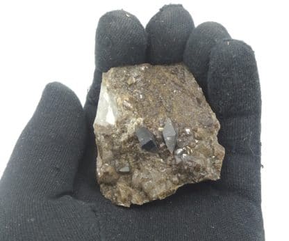 Cristaux d'anatase (XXL) sur quartz, massif de la Lauzière, Savoie.