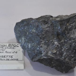 Sphalérite, Pyrite, Galène et Chalcopyrite, La Bessette, Puy-de-Dôme, Auvergne.