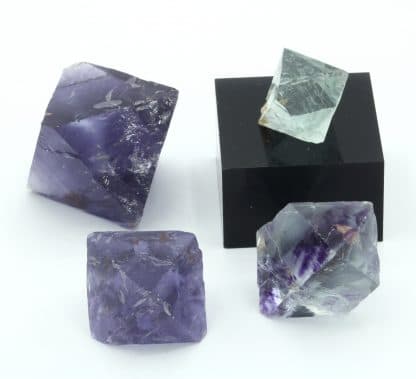 Lot de 4 cristaux de fluorine de Boltry, Seilles, Belgique.
