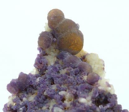 Fluorite bicolore sur quartz de Buxières-les-Mines, Allier (03).