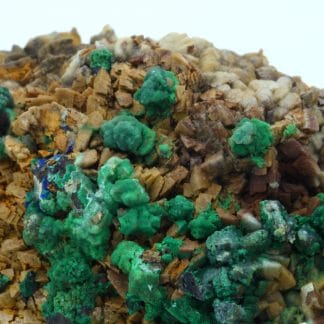 Tétraédrite, malachite sur dolomite, Usclas du Bosc, Loiras, Hérault.