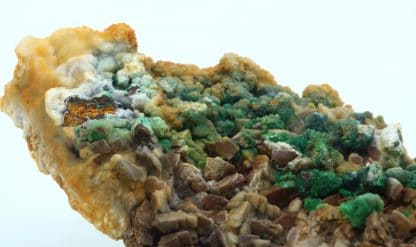 Tétraédrite, malachite sur dolomite, Usclas du Bosc, Loiras, Hérault.