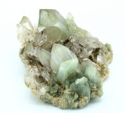 Epidote et quartz à inclusions d'amiante (byssolite), Oisans.