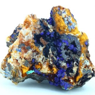 Azurite, goethite et malachite, mine du Moulinal, Rayssac, Tarn.