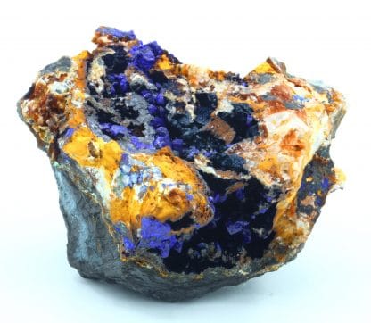 Azurite, goethite et malachite, mine du Moulinal, Rayssac, Tarn.