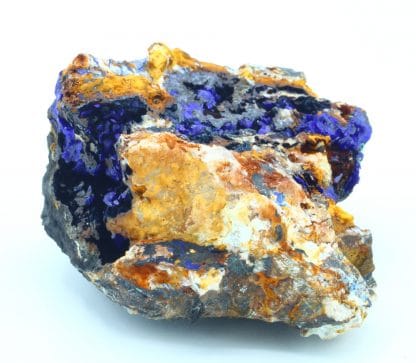 Azurite, goethite et malachite, mine du Moulinal, Rayssac, Tarn.