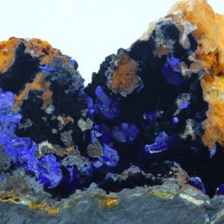 Azurite, goethite et malachite, mine du Moulinal, Rayssac, Tarn.