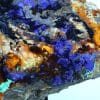 Azurite, goethite et malachite, mine du Moulinal, Rayssac, Tarn.