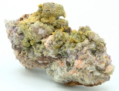 Galène deadbox, mimétite, wulfénite, barytine, fluorite, Lantignié, Rhône.