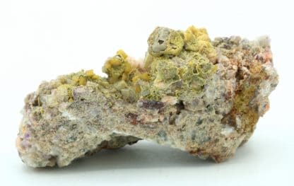 Galène deadbox, mimétite, wulfénite, barytine, fluorite, Lantignié, Rhône.