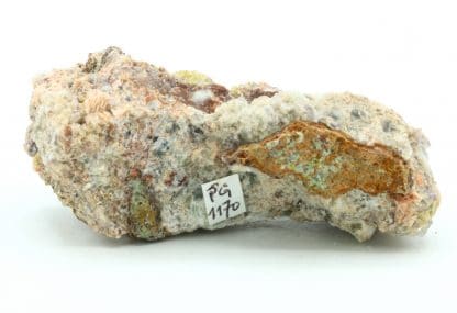 Galène deadbox, mimétite, wulfénite, barytine, fluorite, Lantignié, Rhône.