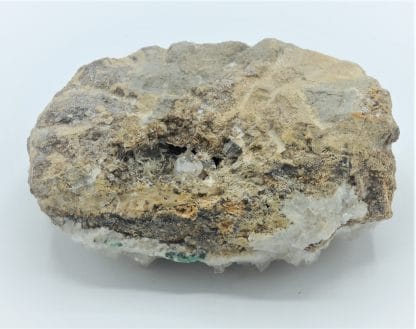 Malachite en boules, sur Quartz fumé, Bouque Payrol, Camarès, Aveyron.