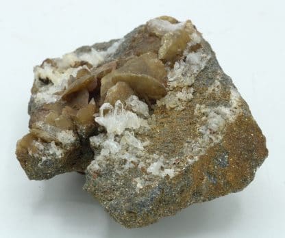 Sidérite en pétales et quartz, La Mure, Plateau Matheysin, Isère.