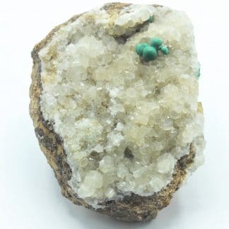 Malachite en boules, sur Quartz fumé, Bouque Payrol, Camarès, Aveyron.