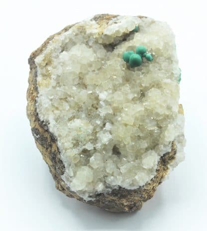 Malachite en boules, sur Quartz fumé, Bouque Payrol, Camarès, Aveyron.