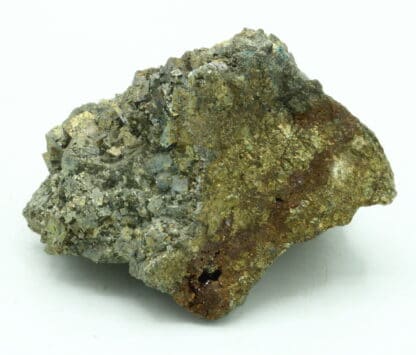 Gormanite sur pyrite, Mine de Salsigne, Aude, Occitanie.