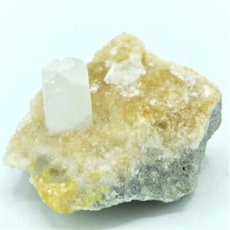 Célestite (célestine) sur Soufre, Mine de Machów, Pologne.