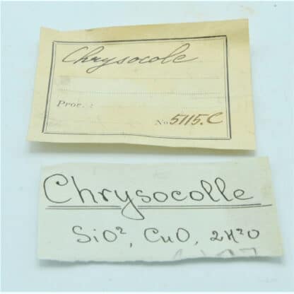Chrysocole et Malachite de Russie, avec étiquette Louis Vésigné.
