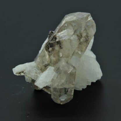 Adulaire et Quartz fumé biterminé, Les Grands Montets, Argentière, Haute-Savoie.