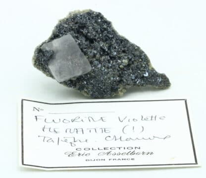 Fluorite violette sur hématite, Glacier de Talèfre, Chamonix, Haute-Savoie.