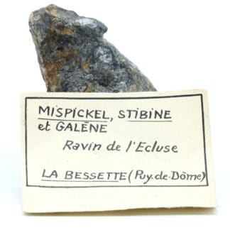 Mispickel, galène, stibine, La Bessette, Puy-de-Dôme, Auvergne.