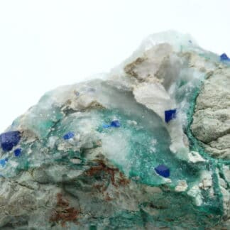 Boléite, atacamite, gypse, Amelia Mine, Santa Rosalía, Mexique.