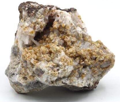 Vanadinite, calcite, Mine San Carlos, Chihuahua, Mexique.