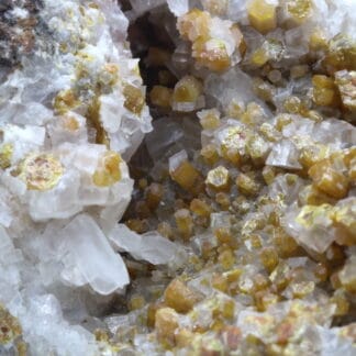 Vanadinite, calcite, Mine San Carlos, Chihuahua, Mexique.