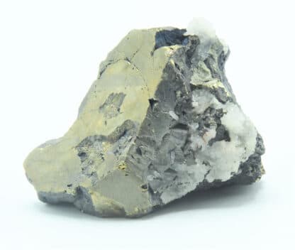 Chalcopyrite sur Quartz, Avec étiquette Deyrolle, Oisans, Isère.