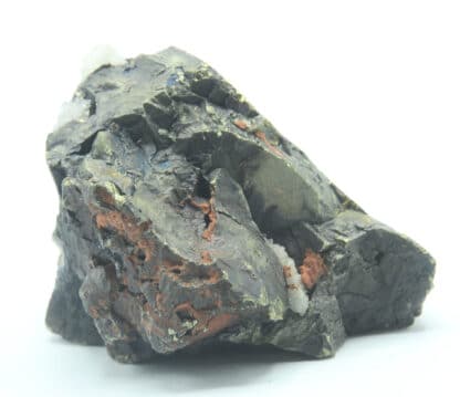 Chalcopyrite sur Quartz, Avec étiquette Deyrolle, Oisans, Isère.