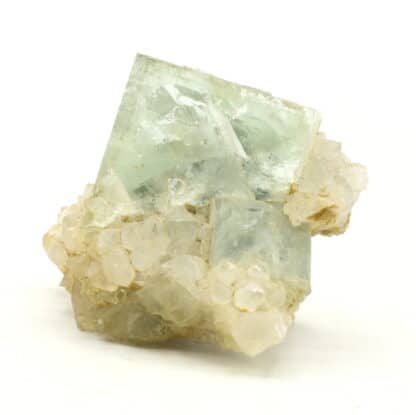 Fluorite bleue sur quartz de la mine du Burc, Tarn.