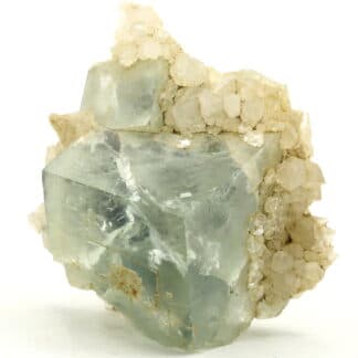 Fluorite bleue sur quartz de la mine du Burc, Tarn.