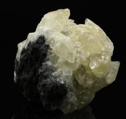 Calcite sur galène et pyrite, mine de Largentière, Ardèche.