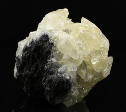 Calcite sur galène et pyrite, mine de Largentière, Ardèche.