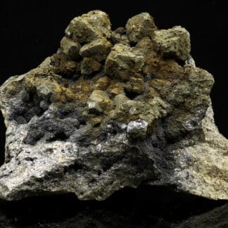 Pyrite sur galène cubo-octaédrique, Mine d'Olkusz, Pologne.