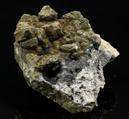 Pyrite sur galène cubo-octaédrique, Mine d'Olkusz, Pologne.