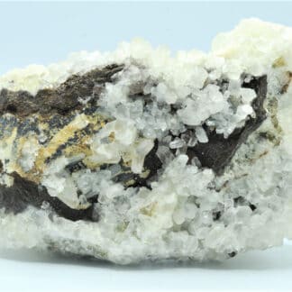 Calcite sur Fluorite sur Sidérite, et Galène, Le Rivet, Peyrebrune, Tarn.