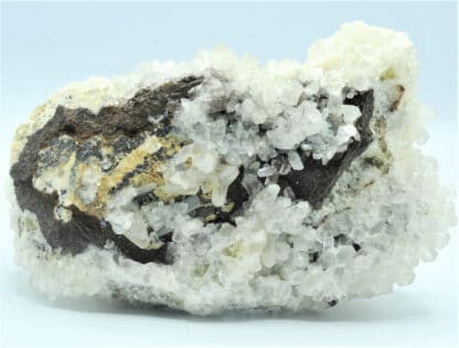 Calcite sur Fluorite sur Sidérite, et Galène, Le Rivet, Peyrebrune, Tarn.